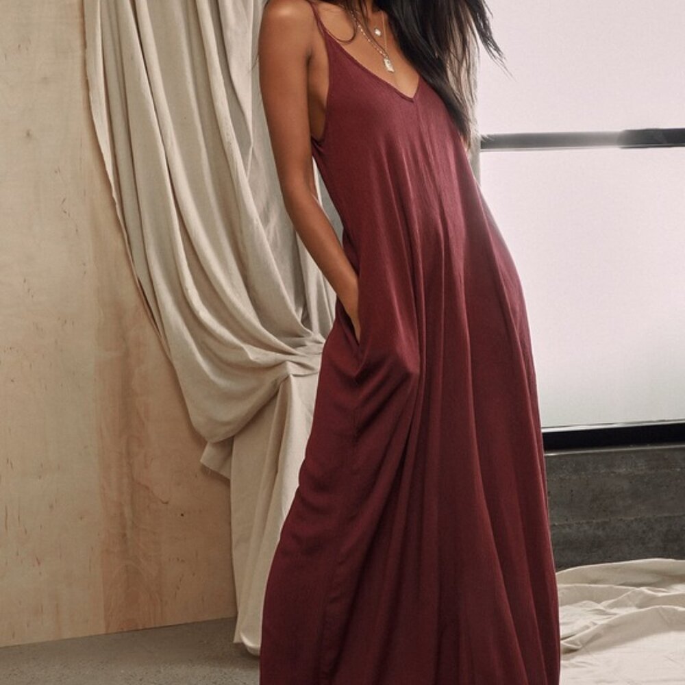Lulus Yours Tule Burgundy Maxi Dress Red - Size S/M